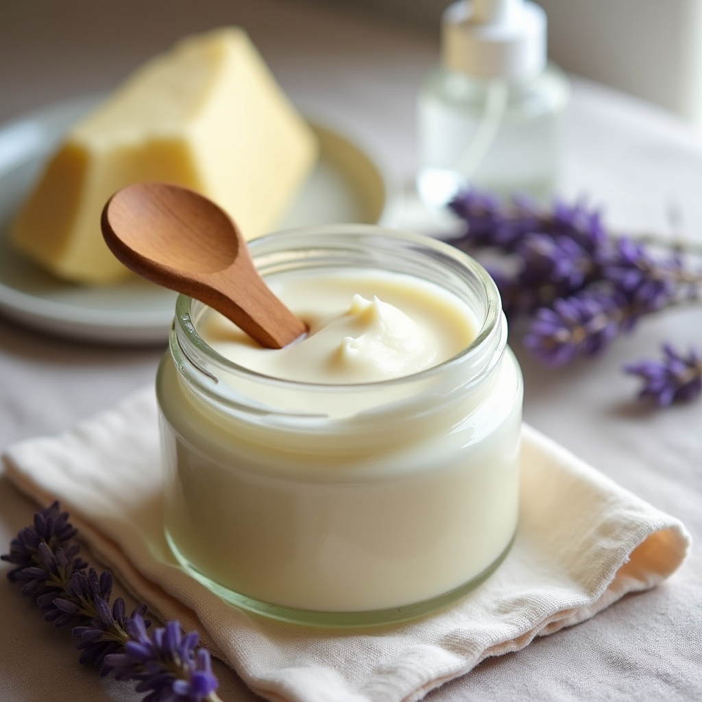 Crema hidratante artesanal con manteca de karité en tarro de cristal