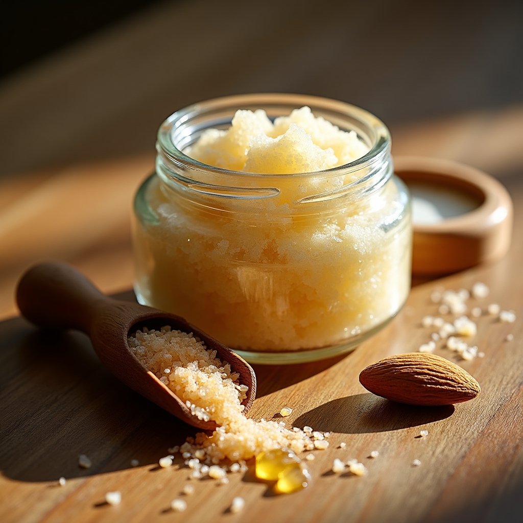 Exfoliante corporal de sal marina con aceites vegetales en tarro artesanal